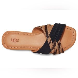 New! UGG® Women’s Kenliegh Slide Sandal Tiger Stripes Calf Hair, Size 8 M